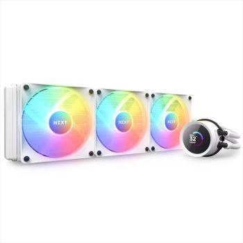 COOLERS CPU AIO NZXT Kraken 360 RGB, 3x120mm F120 RGB Core fans, RGB Controller, w/1.54" LCD display, RL-KR360-W1, MATTE WHITE