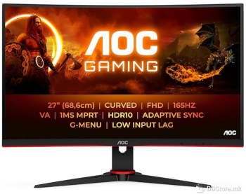 AOC FullHD LED Backlit Curved Gaming monitor C27G2E, Panel Size: 27nch, Panel type: VA, Optimum resolution: 1920 x 1080 @ 165 Hz, Curva