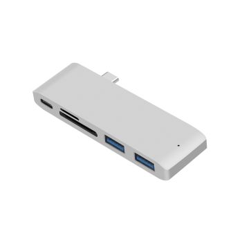 Power Box Hub Type C HUB to 2x USB3.0, PD 100W, SD/TF Card, 5 in 1 hub, Gray