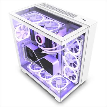 CASE NZXT ATX Mid-Tower H9 ELITE w/3xWINDOWS, 3x F120RGB Duo fans, 1xF120Q, Quiet Airflow fan,USB-C 3.2, 2xUSB-A 3.2, Matte White CM-H91EW-01