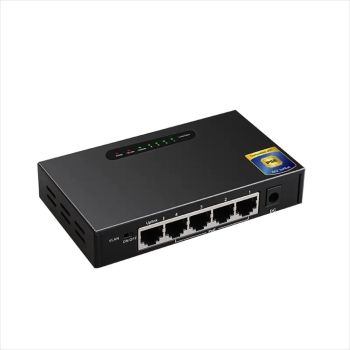 NET Switch DIEWU 5-port 10/100/1000, TXE194 MTK7530+PSE(DH2184), 4x1GPOE + 1xUplink, METAL BLACK