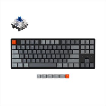 KEYBOARD MECHANICAL KEYCHRON K8 HS ALUMINIUM RGB LED TKL Gateron Optical Blue switch Multi-Device (Wired+Bluetooth), Black, K8-Q2