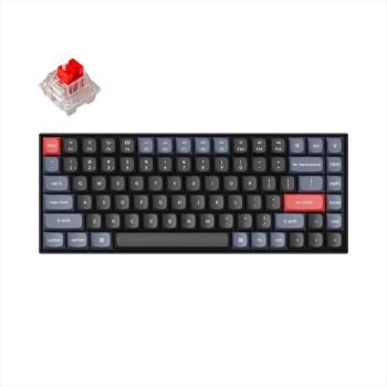 KEYBOARD MECHANICAL KEYCHRON K2 PRO QMK/VIA ALUMINIUM HS RGB LED 75% Keychron Red switch Multi-Device (Wired+Bluetooth), Black, K2P-J1