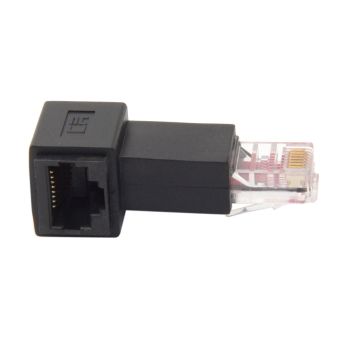 Power Box Right Elbow network cable 90 degrees RJ45 male to female network extend converter, black