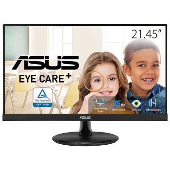 ASUS 22" Wide VP227HE Eye Care Monitor, 22 inch (21.45 inch viewable), Full HD, Frameless, 3000:1, 75Hz, Adaptive-Sync, Low Blue Light,