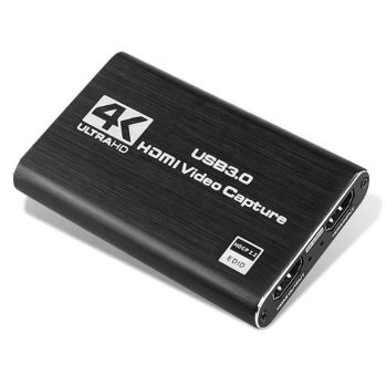 Power Box 4k 30hz USB3.0 to HDMI Capture card, Black