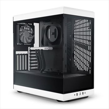 CASE HYTE ATX Mid-Tower Y40, x2 Tempered glass, 2x 120mm fans, w/riser 4.0 cable, Black/White, USB 3.2 Type C, GEHY-013