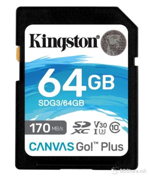 Secure Digital Kingston 64GB SDXC Canvas Go Plus 170R/70W CL10 UHS-I U3 V30
