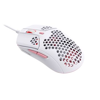 HyperX Pulsefire Haste Gaming Mouse White/Pink, Ultra Lightweight, 59g, Hex Design, Honeycomb Shell, Hyperflex Cable, Up to 16000 DPI,