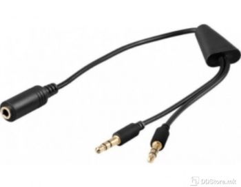 Adapter Audio 3.5mm stereo (F) - 2x 3.5mm stereo (M)