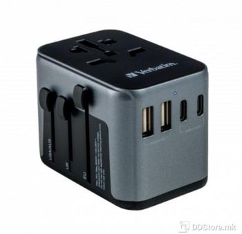Universal Charger Travel Adapter UTA-03 Verbatim 30W USB-C PD & QC, 2 x USB-C & 2 x USB-A ports
