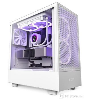 ATX Mid Tower Case NZXT H5 Flow RGB White w/USB 3.2, Type-C, 2x 140mm(RGB Core), 2x 120mm (F120Q)