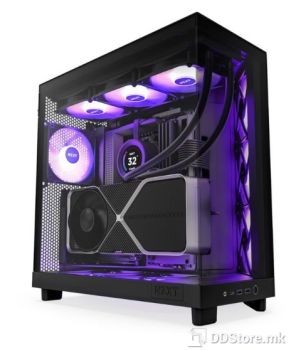 ATX Mid Tower Case NZXT H6 Flow Black RGB w/2x USB 3.2, Type-C, 3x 120mm(RGB Core)