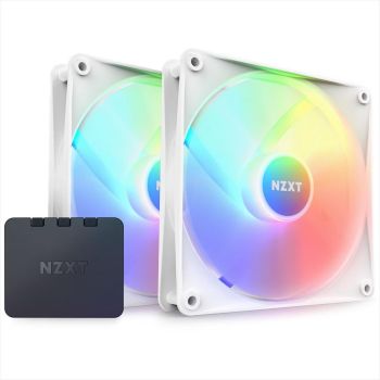 COOLERS CASE FAN 140mm NZXT 2x F140 RGB CORE WHITE PWM, Static Pressure, 1.500 RPM,  w/controller RF-C14DF-W1