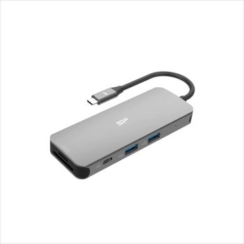 DOCKING STATION SILICON POWER SR30 TYPE-C 8 in1, HDMI4K/ 2 x USB 3.2 Gen 1 / 1 x USB-C PD 3.0 100W (max.)/ Type-C / Gigabit Ethernet / SD/MICRO SD CARD READER GRAY