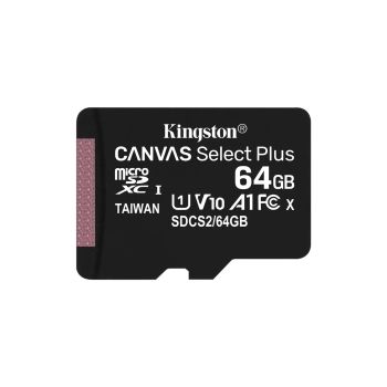 Kingston 64GB microSDHC Canvas Select 100R CL10 UHS-I Card without Adapter, Speeds up to 100 MB/s Read, SDCS2/64GBSP