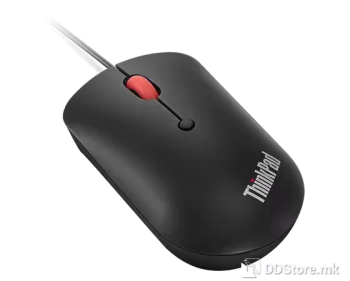 Lenovo ThinkPad USB-C Wired Compact Mouse; Blue optical sensor; Compact ambidextrous mouse; 2-way scrolling; Plug-and-play connection to USB-C or USB-A PC