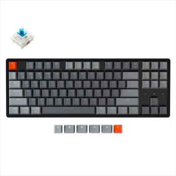 KEYBOARD MECHANICAL KEYCHRON K8 ALUMINIUM RGB LED TKL Gateron G Pro Blue switch Multi-Device (Wired+Bluetooth), Black, K8-C2