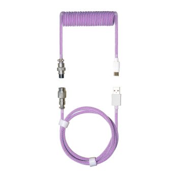 Cooler Master Coiled Cable Dream Purple with Detachable Metal Aviator Connector, Flexible Reinforced-Braided Nylon Cable, USB-A to USB