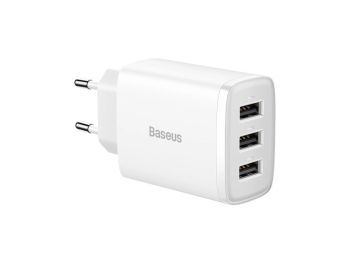 USB Universal Power Charger Baseus Compact 3xUSB-A White