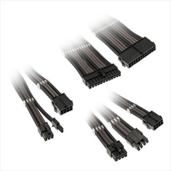 EXTENSION PSU KIT KOLINK ATX 24-pin, CPU 4+4-pin, PCI-E 8-pin x2, PCI-E 6+2-pin x3, w/cable clips BLACK/GUNMETAL ZUAD-1283