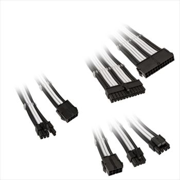 EXTENSION PSU KIT KOLINK ATX 24-pin, CPU 4+4-pin, PCI-E 8-pin x2, PCI-E 6+2-pin x3, w/cable clips BLACK/WHITE ZUAD-1286