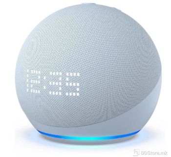 Amazon Echo Dot (5th Gen) with clock, Cloud Blue