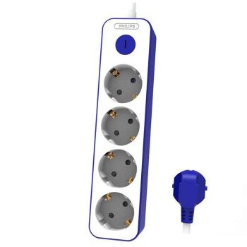 Power Protector Philips 1.5m 4 Sockets White/Blue