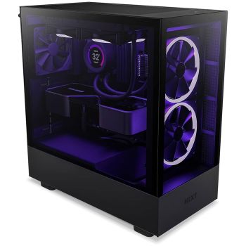 NZXT H5 Elite Compact ATX Mid-Tower PC Gaming Case, Built-in RGB Lighting, Tempered Glass Front and Side Panels, Cable Management, 2 x