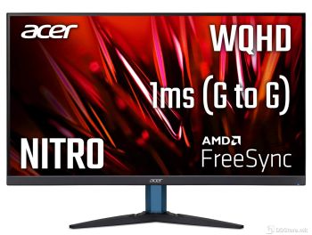 MONITOR ACER Nitro KG272UBMIIPX, 27" LED IPS WQHD (2560x1440), 1ms VRB, 1000:1, 250nits, HDMIx2, speakers 2x2W, Black