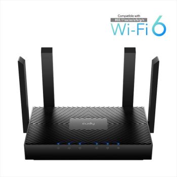 NET ROUTER WIRELESS DUAL BAND Wi-Fi 6 AX3000 CUDY WR3000, w/4 antennas, 1x WAN 100/1000 port, 3x LAN 100/1000 ports