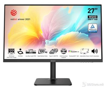 Monitor 27" MSI Modern MD272QXP IPS,100Hz,2560 x 1440 WQHD,HDMI,DP,Type-C (PD 65W),HAS,KVM,Speakers