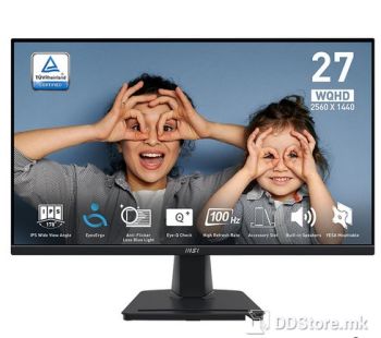 Monitor 27" MSI PRO MP275Q IPS, 100Hz, 1ms, 2560 x 1440 WQHD, 2xHDMI, DP, Speakers, Frameless