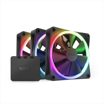 COOLERS CASE FAN 3x120mm NZXT F120 RGB w/controller, 1800 RPM PWM, Black, RF-R12TF-B1