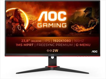 MONITOR 23,8" AOC 24G2SPAE/BK, 1920x1080, IPS, 165Hz, Freesync Premium, Adaptive-Sync,  1ms, VGA, DP, 2xHDMI, Speakers