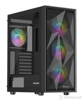 [C]ATX Midi Tower Case Genesis Diaxid 605 Gaming ARGB w/4x ARGB Fans Black