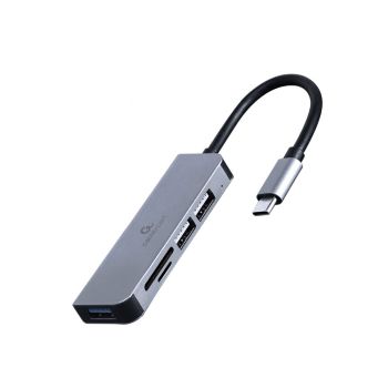 Gembird USB Type-C 3-port USB hub (USB3.1 + USB 2.0) with card reader, PN:UHB-CM-CRU3P1U2P2-01