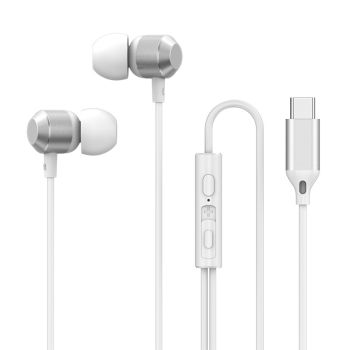 Power Box Iphone 15 Digital USB Cable Type C Earphones, Micphone, Volume control, Receive call/hang up, pause/play, next song, etc, Whi