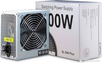 Inter-Tech HIPOWER Power Supply 500W SL-500 Plus ATX, PCIe 6+2pin-