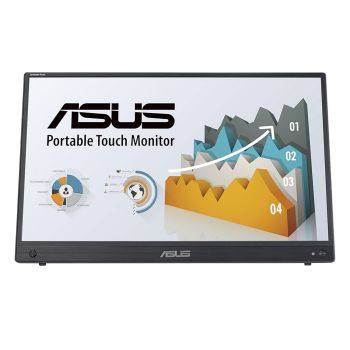 ASUS 16” ZenScreen Touch MB16AMTR, USB-C Portable monitor, Full HD, IPS, Built-in Battery, Kickstand, Tripod socket, Eye Care, Compatib