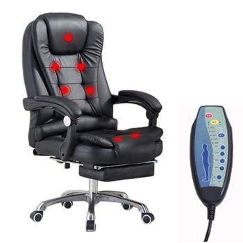 Office chair PREMIER  with MASSAGE +  Footrest mesh ( BLACK ), SGS CERTIFIED Piston class 2  , With head/ footrest, black arm, Tilt mec