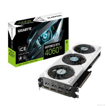 GigaByte GRAPHIC CARD PCI-E 4.0 GeForce RTX 4060 EAGLE OC ICE (white) 8GB, GDDR6, 128 bit, 2505 MHz, 3072 cores, 450W, DisplayPort *2, HDMI 2.1*2