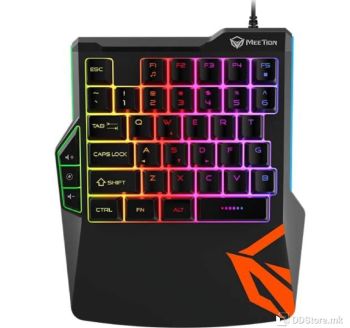 Meetion KB015 One-hand Gaming Keyboard Black , membrane, Rainbow , Keystroke: 30 million, Armrest