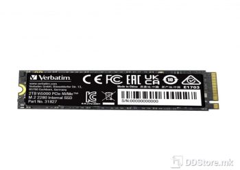 Verbatim SSD Internal, M.2, 2TB, Vi5000, NVMe, PCIe, NVMe, Read: 5000MB/s, Write: 4300MB/s, Gen4