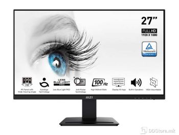 Monitor 27" MSI PRO MP273A IPS, 100Hz, FHD, DP, HDMI, VGA, Speakers, Tilt, Frameless, VESA