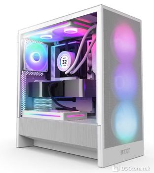 ATX Mid Tower Case NZXT H5 Flow (2024) RGB White w/USB 3.2, 1x 360mm (F360 RGB)/ 1x 120mm(F120Q)