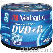 DVD-R 4.7GB 16x Verbatim 50pcs Wrap Matt Silver