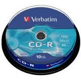 Verbatim CD-R,52x, cake of 10 43437, wrap 10 43725