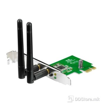 ASUS PCI Express WiFi Adapter PCE-N15, Network Standard: IEEE 802.11 b/g/n, Interface: PCI Express, 2 x R SMA Antenna, Operating Frequency: 2.4GHz, Security: Wireless setting, Site survey, WPS Wizard, Package Content: Low Profile Bracket, Support CD,