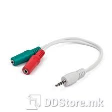 Cable Stereo Plug 3,5mm 4pin to Double Stereo Sockets 3,5mm 0.2m audio White